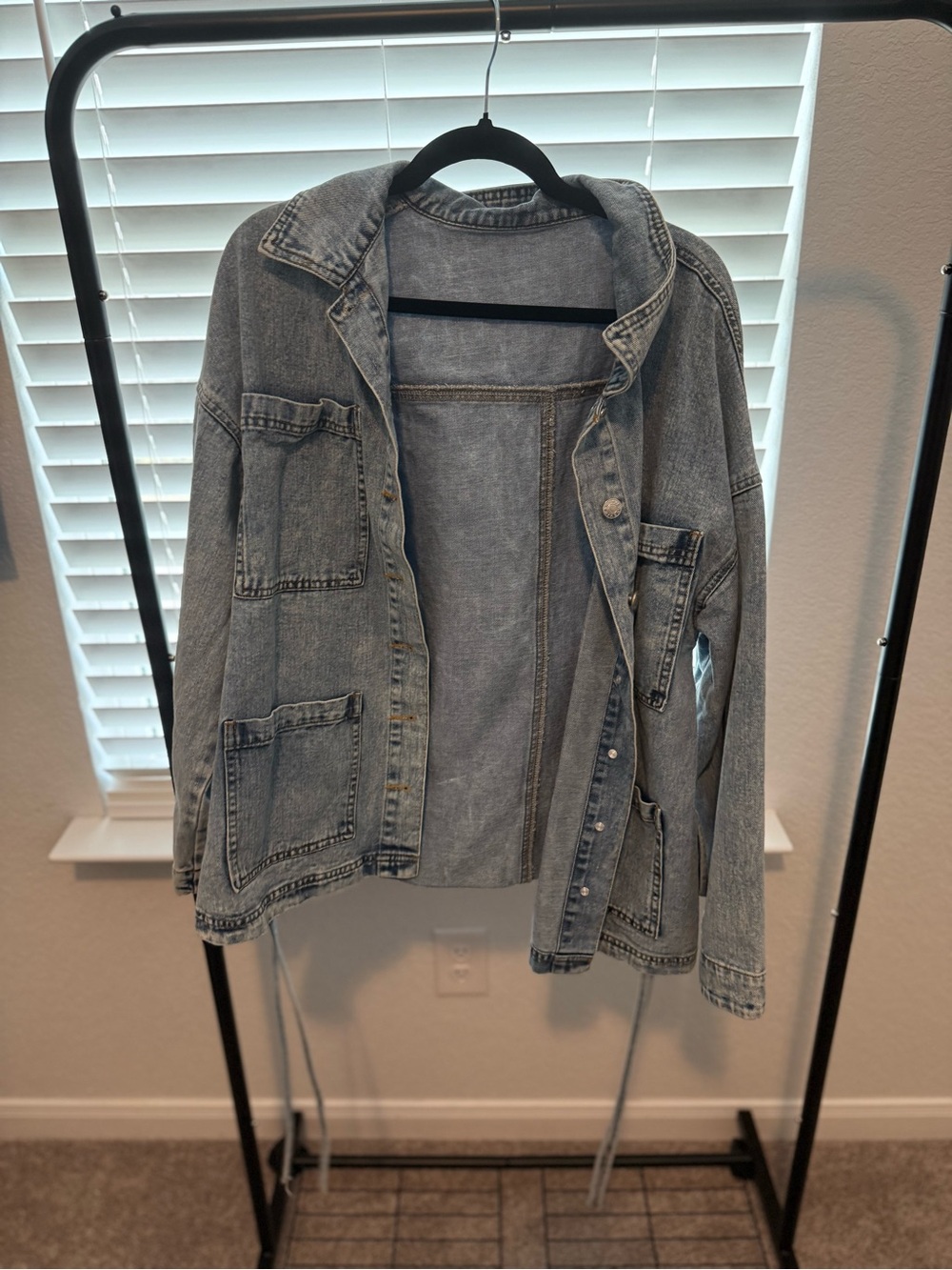 Light Blue Washed Denim Jacket with Patch Pockets